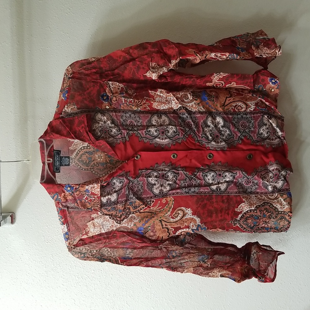 Vintage Floral Sheer Rayon Beaded Top